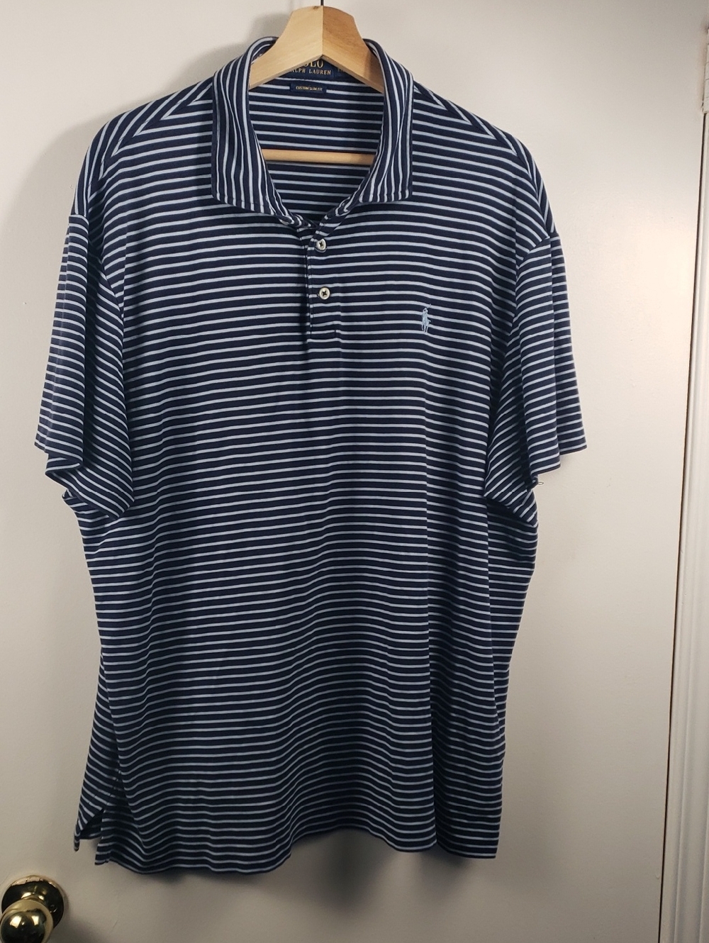 Polo by Ralph Lauren Navy & White Striped Polo Shirt XXL